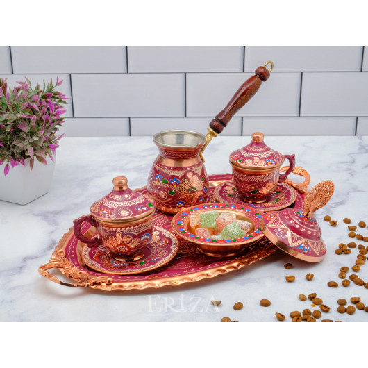 Copper Cup Set For 2 Persons, Lilac
