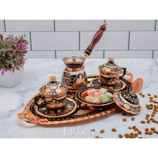 Copper Cup Set For 2 6 Persons, Colorful, Only Coffee Pot