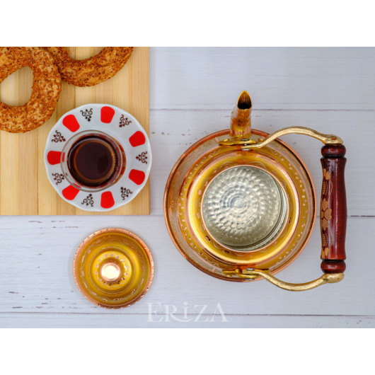 Copper Teapot, 1600 Ml 3200 Ml, Gold, Set Of Two