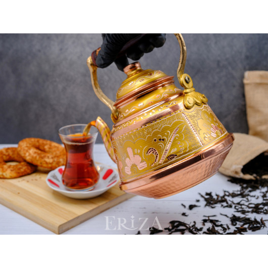 Copper Teapot, 1600 Ml 3200 Ml, Gold, Set Of Two