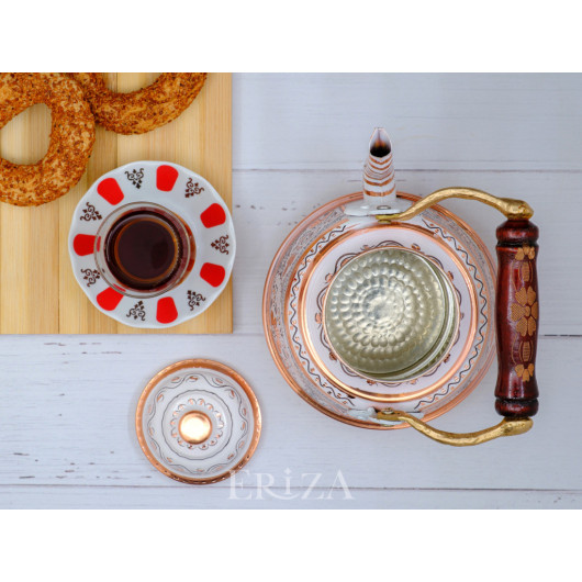Copper Teapot, 1600 Ml-3200 Ml, White, Set Of Two