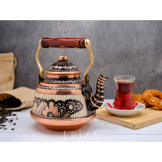 Copper Teapot, 1600 Ml 3200 Ml, Black, Set Of Two
