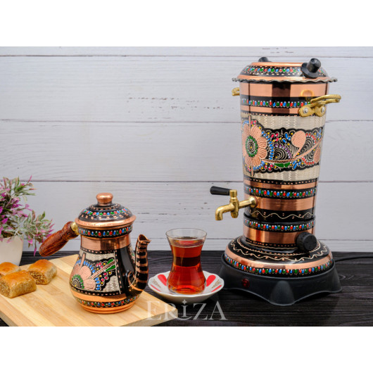 Copper Electric Samovar, Small Size, Colorful
