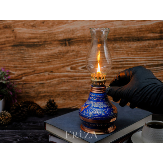 Copper Gas Lamp, Blue, Lamp Only