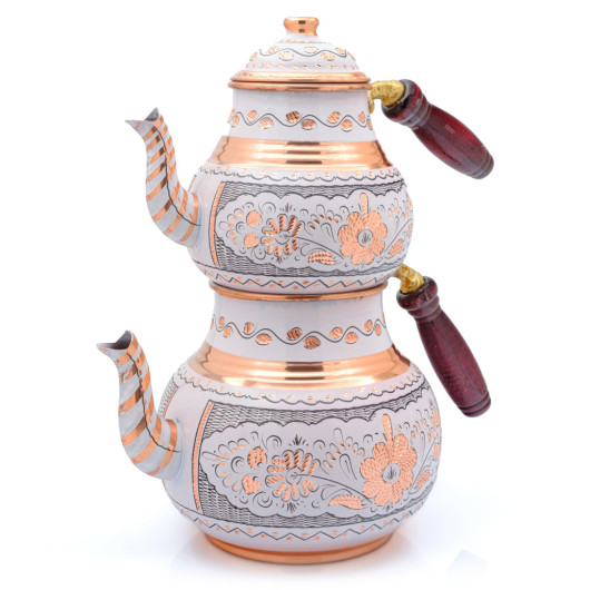 Copper Double Teapot, 2850 Ml, White