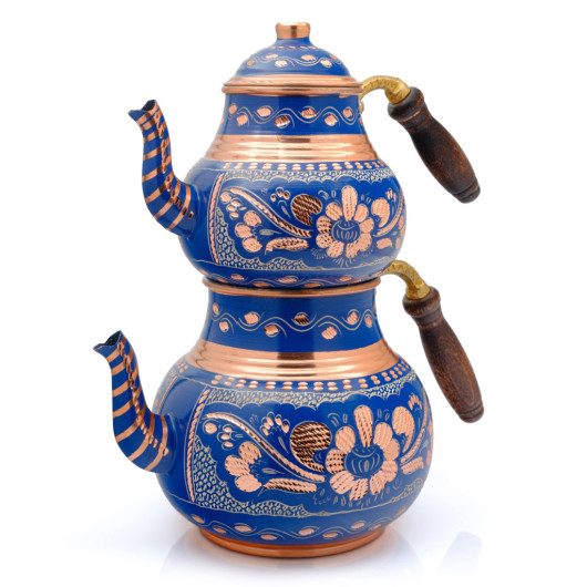 Copper Double Teapot, 2850 Ml, Blue