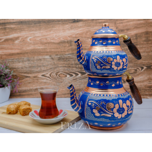 Copper Double Teapot, 2850 Ml, Blue