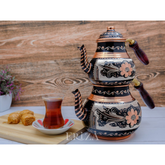 Copper Double Teapot, 2850 Ml, Black