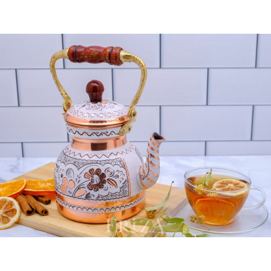 Copper Small Single Teapot, 1300 Ml, White
