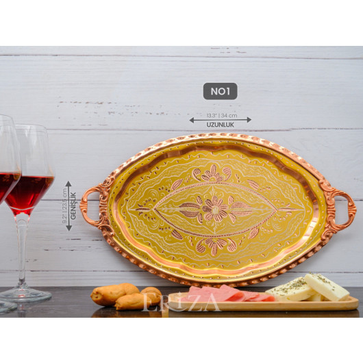 Copper Oval Serving Tray, Gold, No 1
