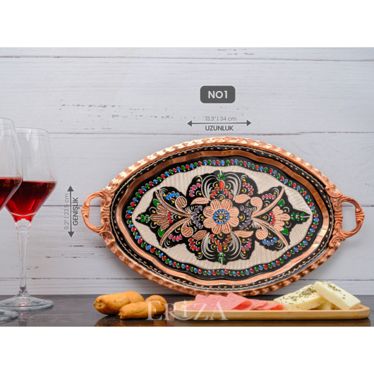 Copper Oval Serving Tray, Colored, No 1