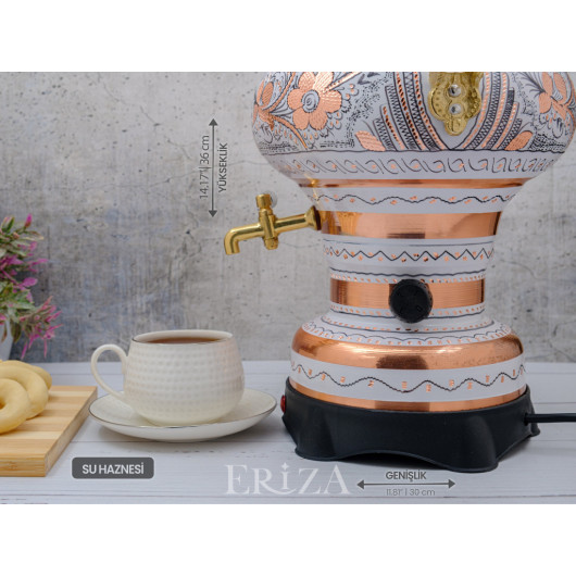 Copper Russian Style Electric Samovar, White