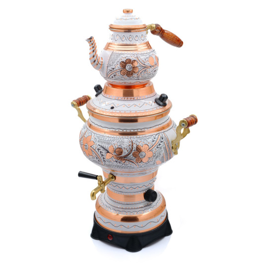 Copper Russian Style Electric Samovar, White