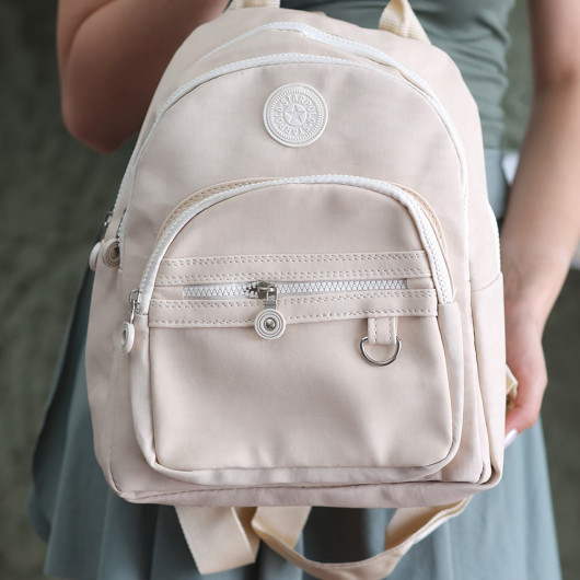 Beige Satin Backpack