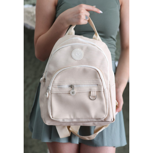 Beige Satin Backpack