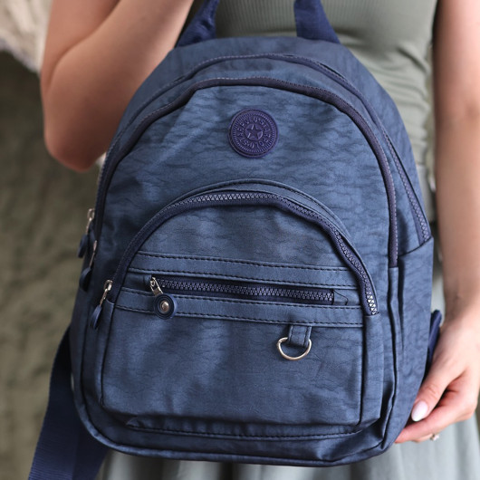 Navy Blue Satin Backpack