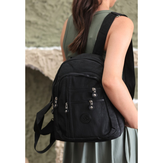 Black Satin Backpack