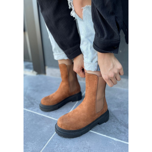 Tan Suede Heeled Boots