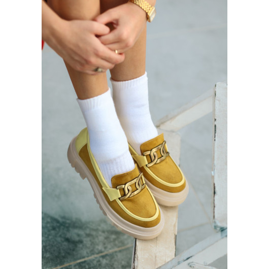 Mustard Suede Ballerina Shoes