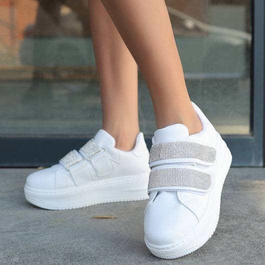 White Leather Velcro Sneakers