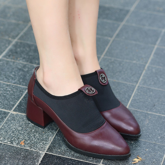 Burgundy Leather High Heel Shoes