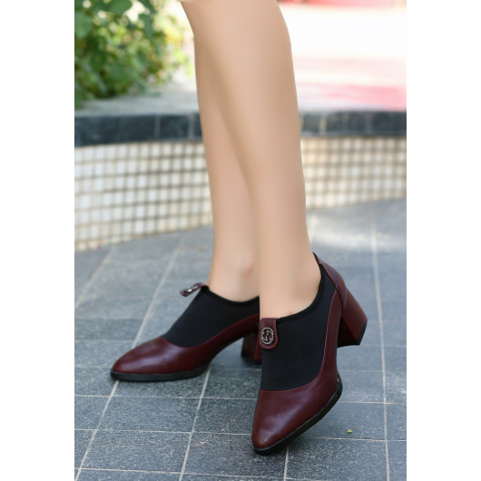 Burgundy Leather High Heel Shoes