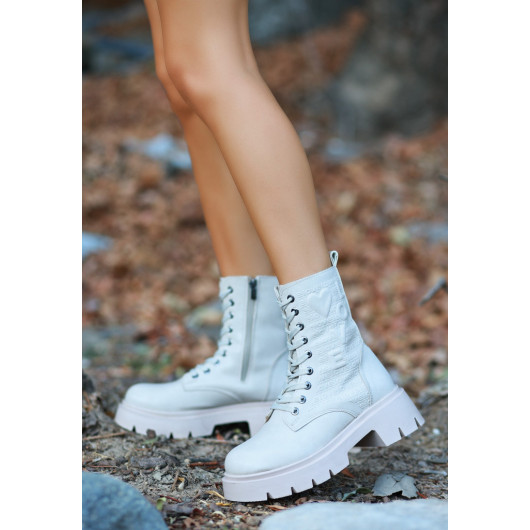 Skin Tone Lace Up Boots