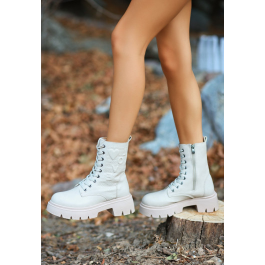 Skin Tone Lace Up Boots