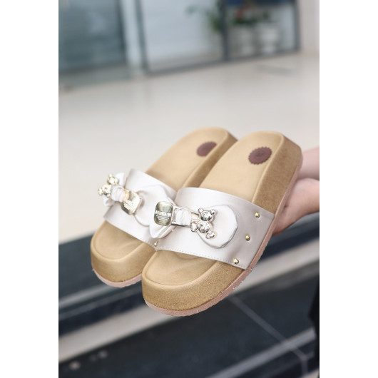 Satin Teddy Bear Slippers Ten