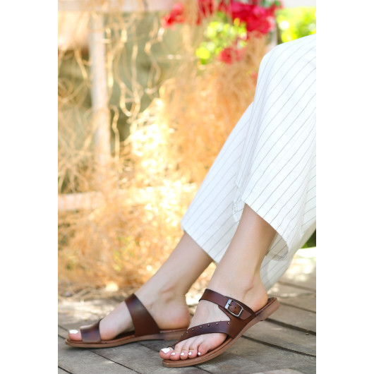 Tan Leather Flip Flops