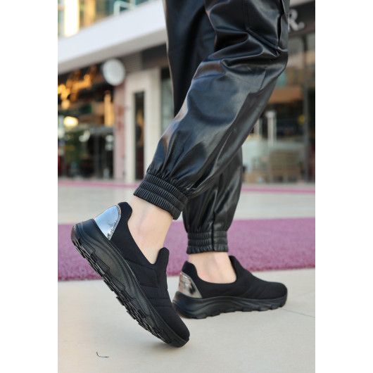 Black Stretch Black Soled Sneakers