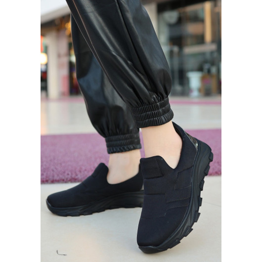 Black Stretch Black Soled Sneakers