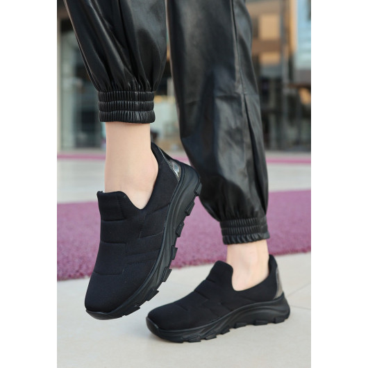 Black Stretch Black Soled Sneakers