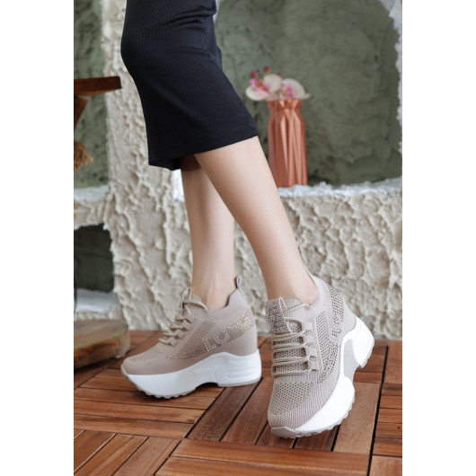 Nude Skin Lace-Up Sneakers