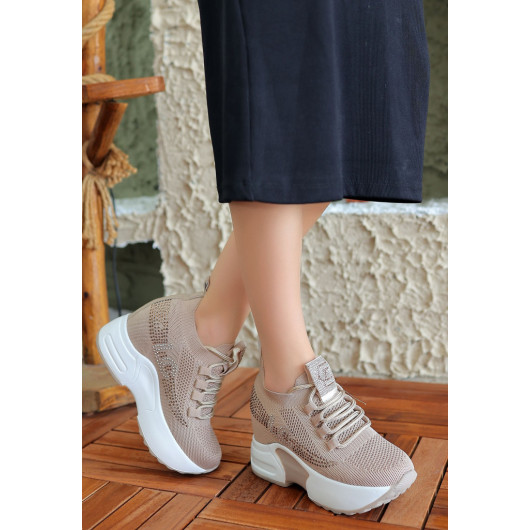 Nude Skin Lace-Up Sneakers