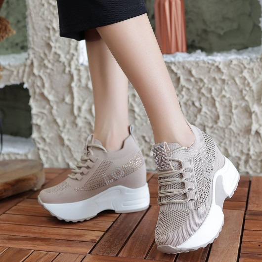 Nude Skin Lace-Up Sneakers