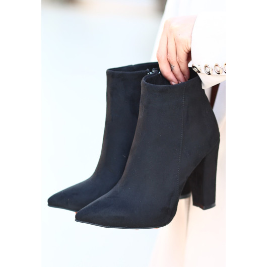 Black Suede Heeled Boots