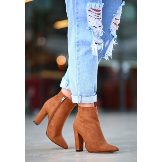 Tan Suede Heeled Boots