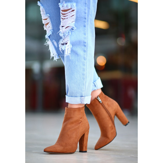 Tan Suede Heeled Boots