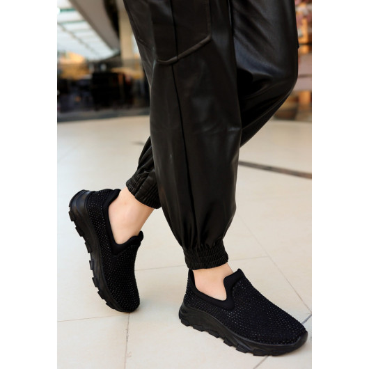 Black Stretch Black Soled Sneakers