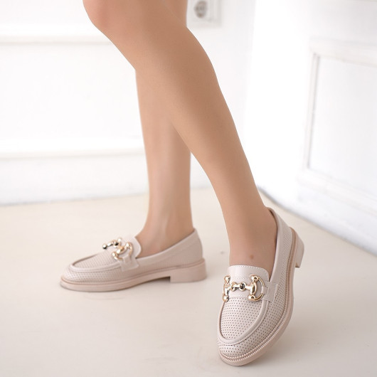 Beige Skin Ballerina Shoes