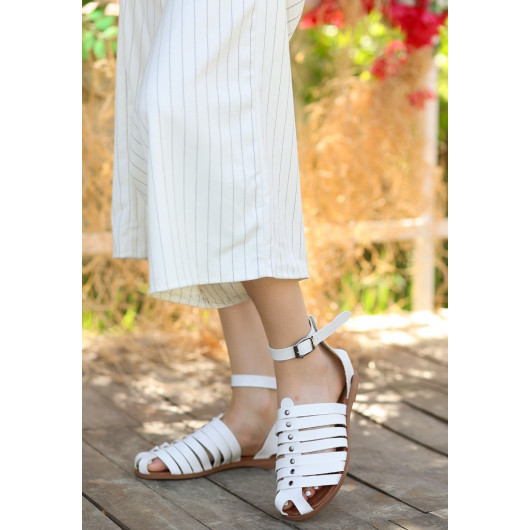 White Leather Sandals