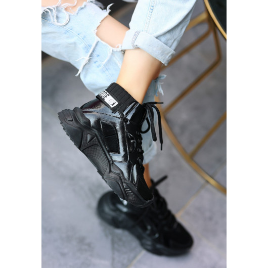 Black Leather Lace Up Boots