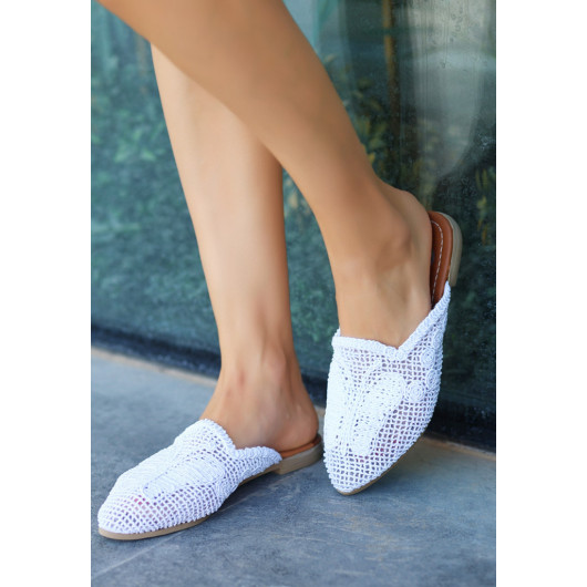 White Knitted Slippers