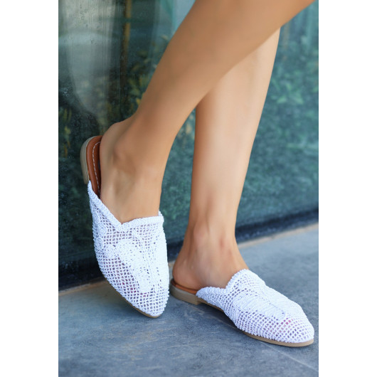 White Knitted Slippers