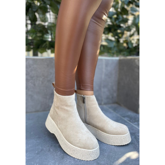 Beige Suede Boots