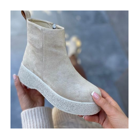 Beige Suede Boots