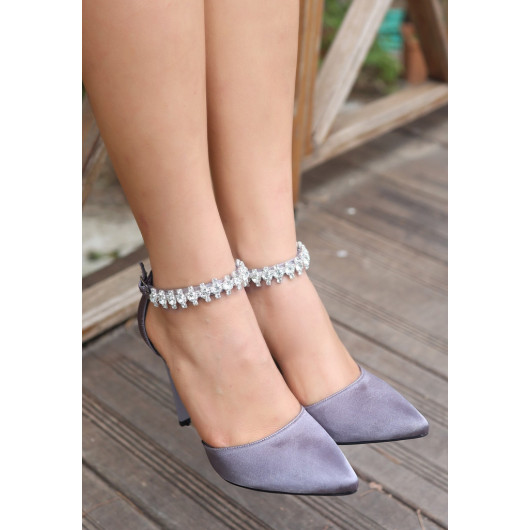 Satin Heeled Shoes Platinum