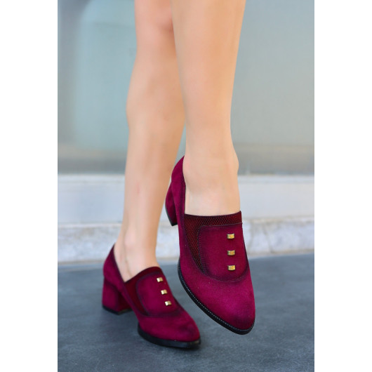 Burgundy Suede High Heel Shoes