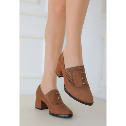 Tan Suede Heeled Shoes